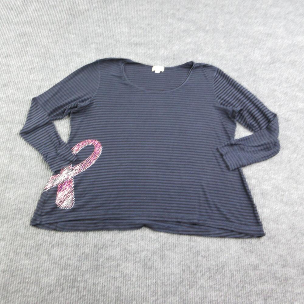 One World Shirt Womens 3X Blue Tunic Long Sleeve Awareness Rhinestone